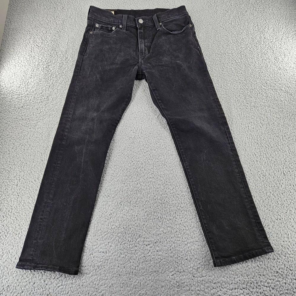 Levis Premium 502 Jeans Mens 29x30 Black Denim Regular Taper Fit‎ Zip Fly